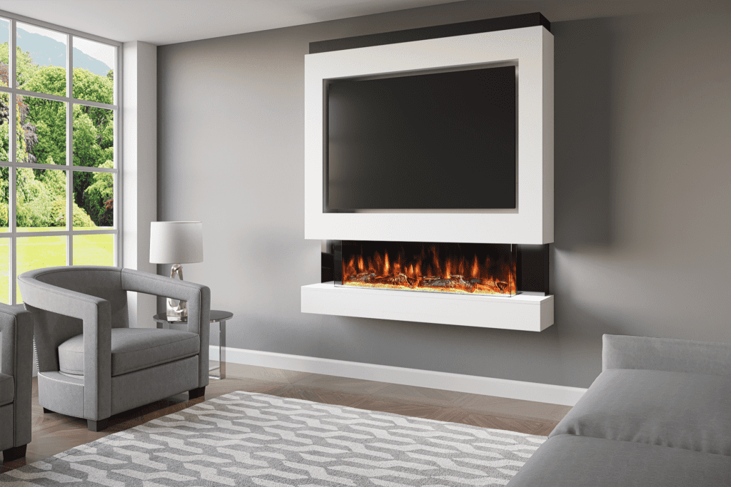 Pre-Built Media Wall With Electric Fire - Package 4 | Evolution Fires