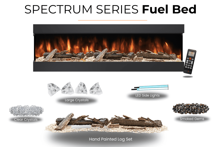 Evolution Slimline Spectrum Series 82 Inch - 3 Sided Panoramic HD+ Touchscreen Controls Electric Fireplace - Image 8