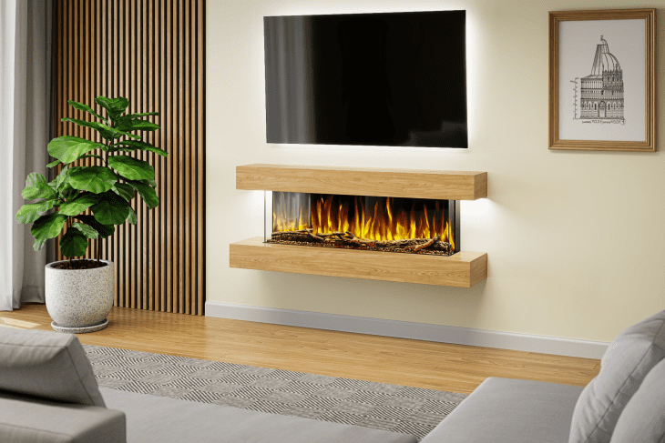 Evolution Fires Studio 4 Oak - 54 inch Wall Mounted Electric Fireplace - Image 2