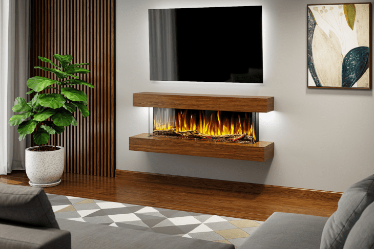 Evolution Fires Studio 4 Walnut - 54 inch Wall Mounted Electric Fireplace - Image 2