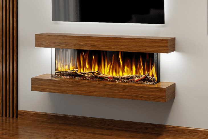 Evolution Fires Studio 4 Walnut - 54 inch Wall Mounted Electric Fireplace