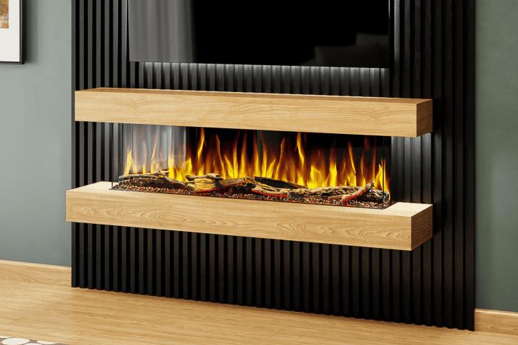 Evolution Fires Studio 5 Oak - 62 inch Wall Mounted Electric Fireplace