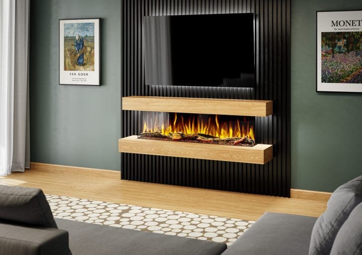 Evolution Fires Studio 5 Oak - 62 inch Wall Mounted Electric Fireplace - Image 2