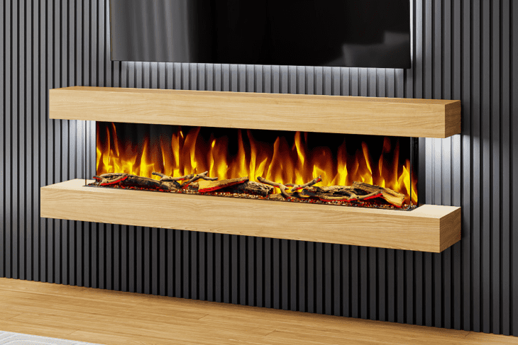 Evolution Fires Studio 6 Oak - 72 inch Wall Mounted Electric Fireplace