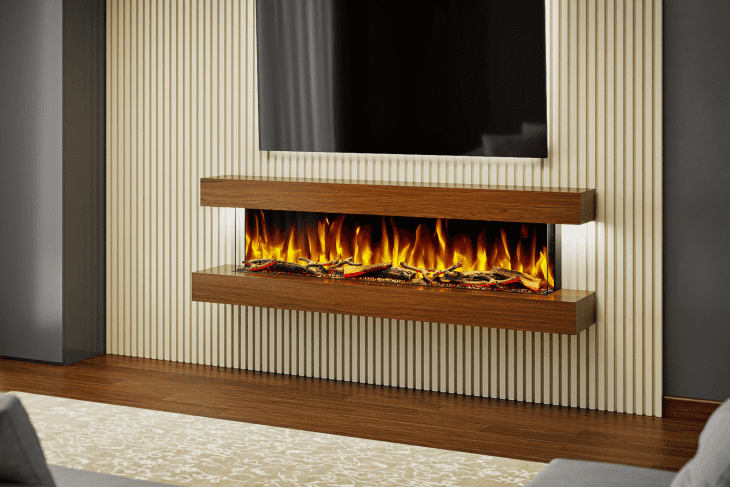 Evolution Fires Studio 6 Walnut - 72 inch Wall Mounted Electric Fireplace - Image 2