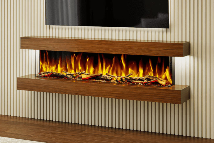 Evolution Fires Studio 6 Walnut - 72 inch Wall Mounted Electric Fireplace