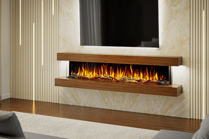 Evolution Fires Studio 7 Walnut - 84 inch Wall Mounted Electric Fireplace - Image 2