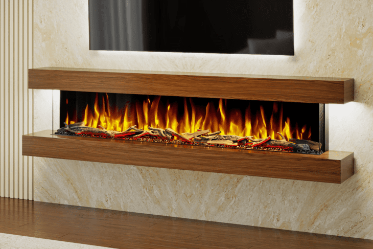 Evolution Fires Studio 7 Walnut - 84 inch Wall Mounted Electric Fireplace